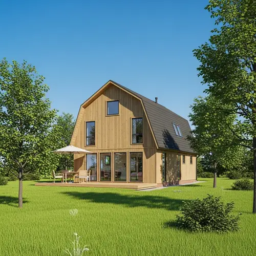 Barnhouse Style Panel-Frame House in Serene Landscape