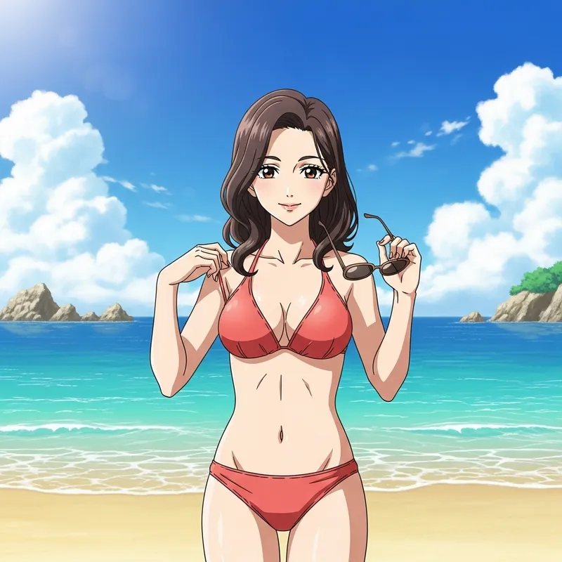 Japanese Animation Bikini Beach Scene