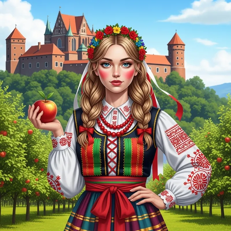 Poland Personified: Slavic Beauty in Traditional Costume - Visual Representation