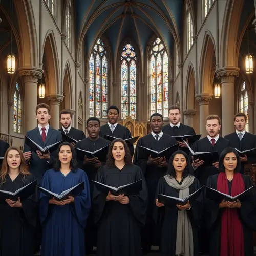 Multicultural Choir Singing at Gothic Church - Unity in Diversity