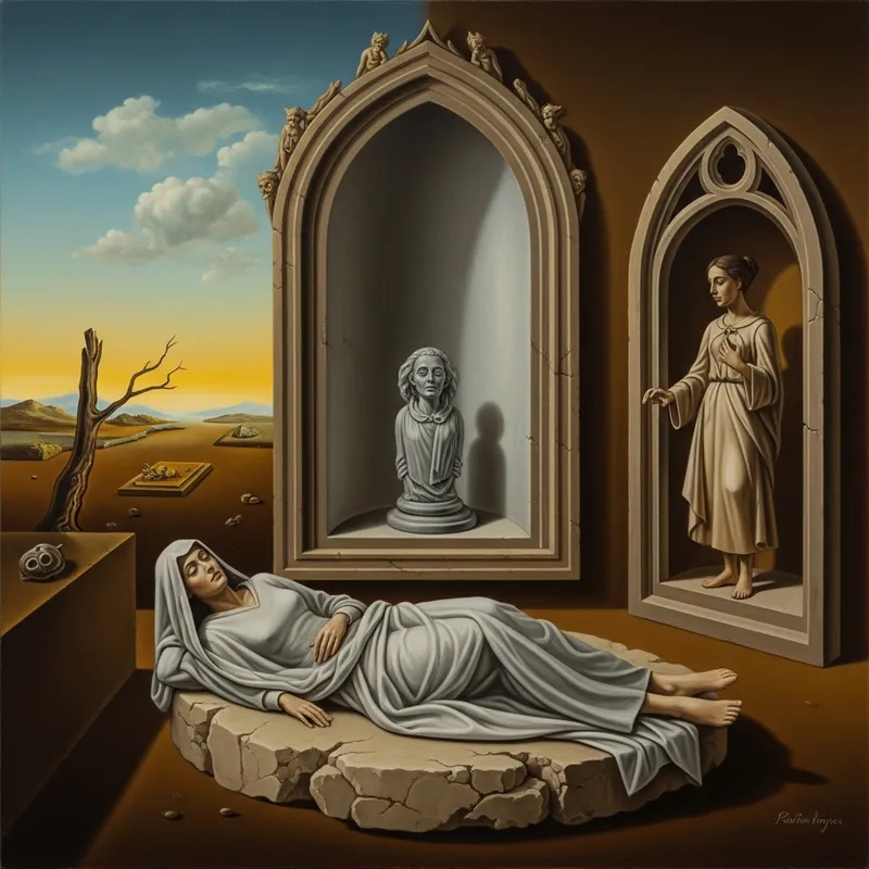 Gothic Surrealist Depiction: Tranquility in Death Concept