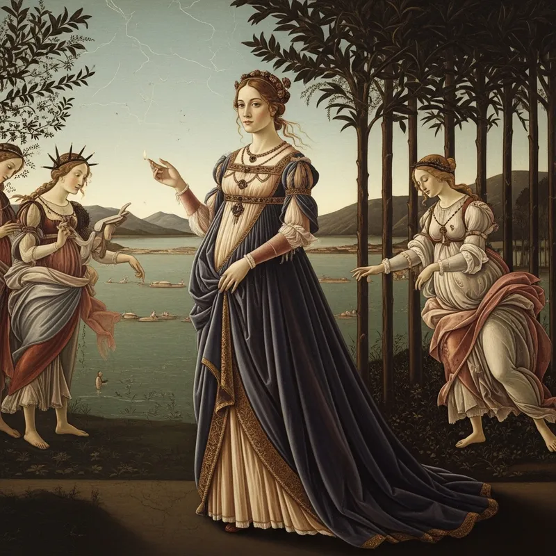 Ethereal Beauty in Renaissance Gown | Botticelli-style Portrait