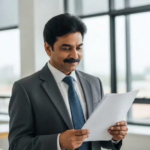 Middle-Aged Indian Man in Modern Office Environment