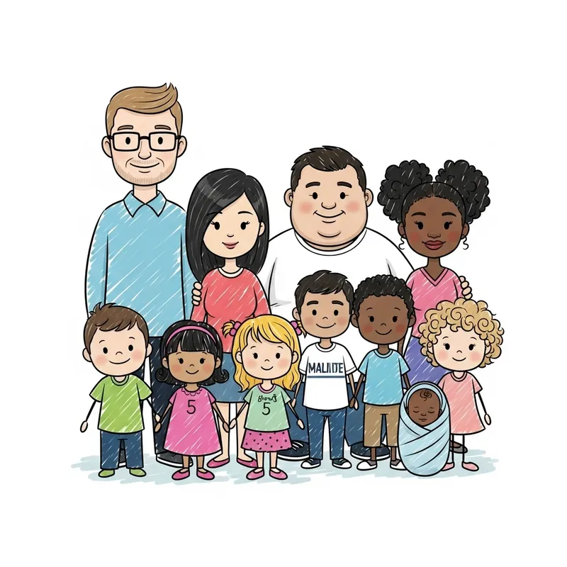 Diverse and Adorable Stick Figure Family Sketch Diverse and Adorable Stick Figure Family Sketch