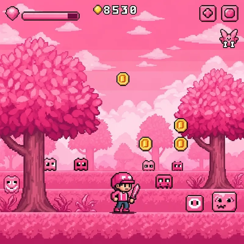 Pink Pixel Videogame Adventure