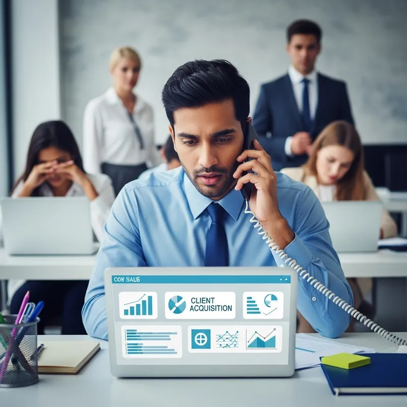 Charismatic Salesman in Energetic Office Scene | Customer Acquisition Tools