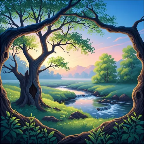 Tranquil Serenity: A Mindfulness Landscape in Calming Colors