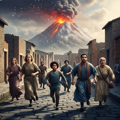 Dramatic Pompeii Escape: Volcano Erupting Snow