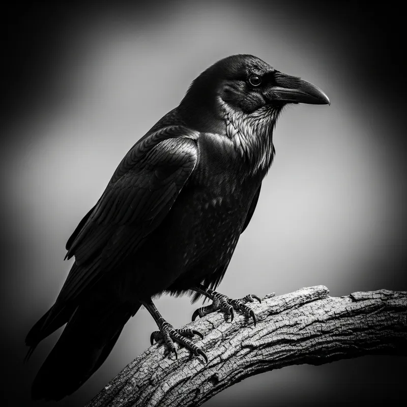 Majestic Raven: Black & White High Contrast Photography