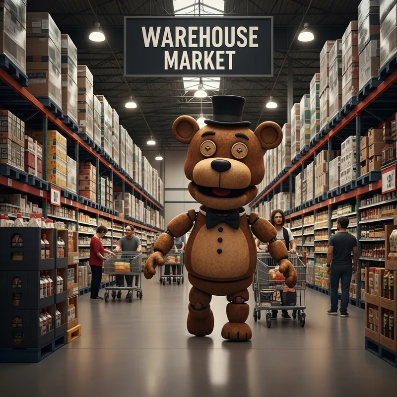 Rustic Bear Explores Costco Warehouse Market | Vintage Puppet Charm