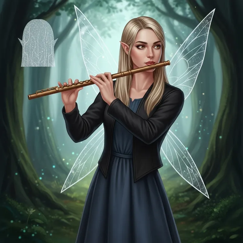 Adorable Ethereal Fairy Bard in Enchanted Forest Art