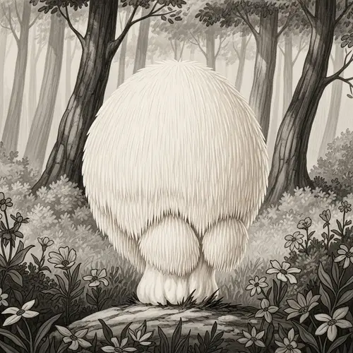 Enchanting Lion's Mane Mushroom in Old Disney Style
