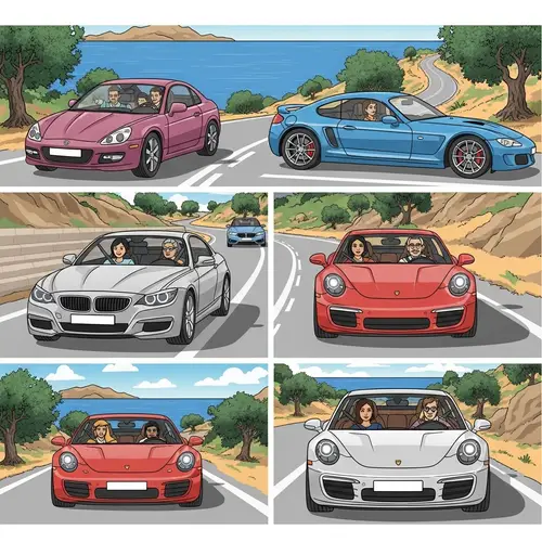 Luxurious Cars Journeying on Idyllic Greek Roads