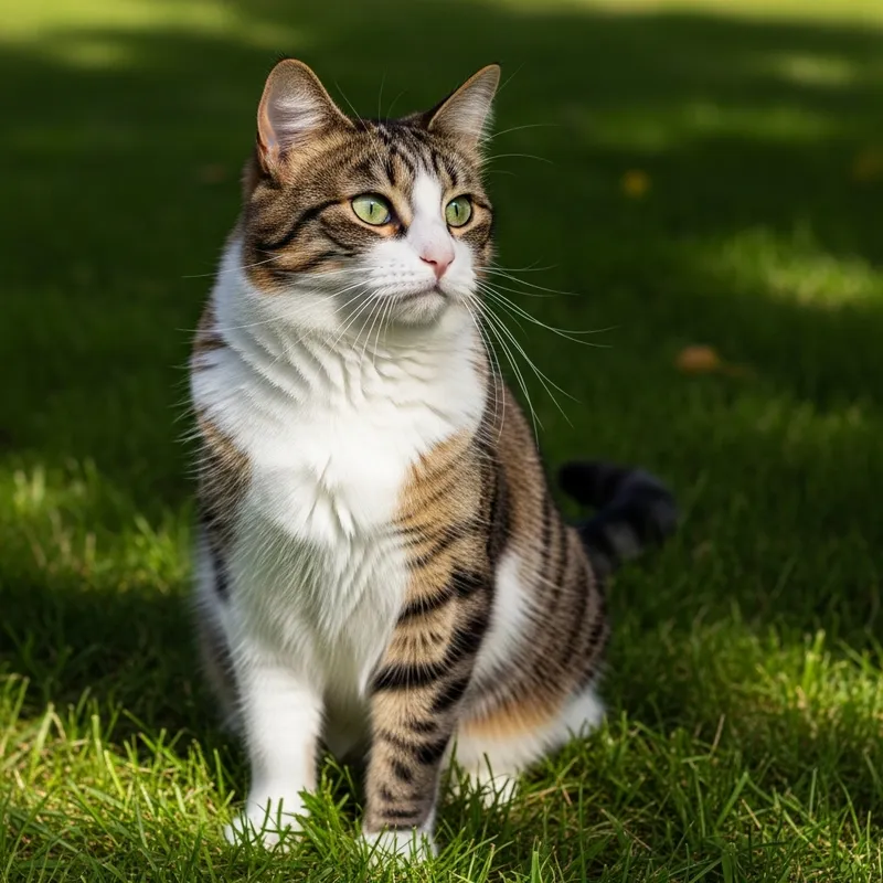 Beautiful Cat Sitting on Lawn