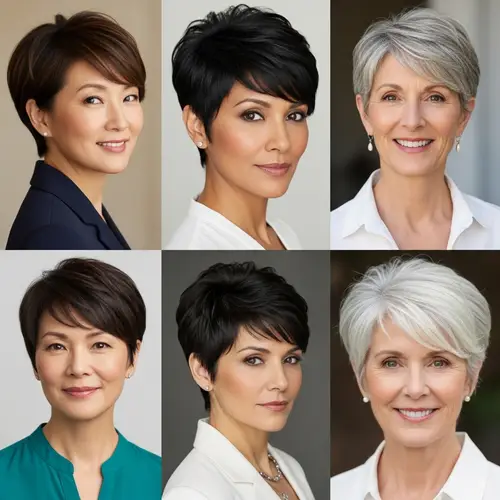 Elegant Short Haircuts for Square Faces | Women 45+
