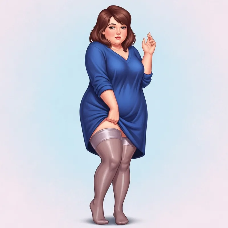 Anime-Inspired Silk Stockings Art of Young Woman, Hinata Style