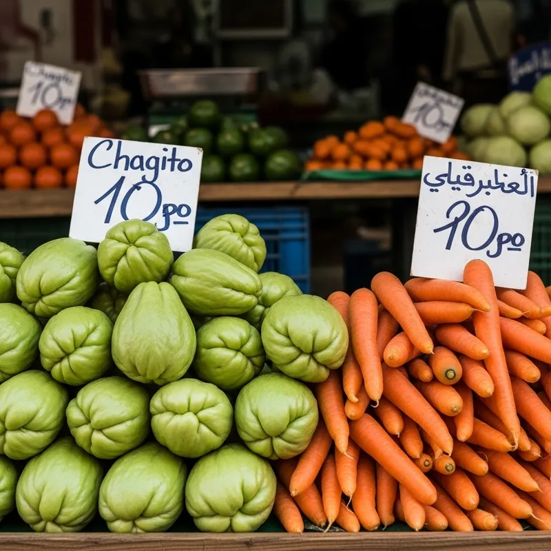 Fresh Chayote & Carrots Stall