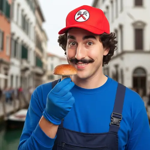Italian Plumber Eating Mushroom: Fun & Quirky Character Design