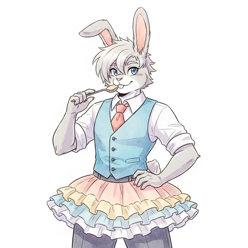 Playful Femboy Bunny Boy Digital Illustration