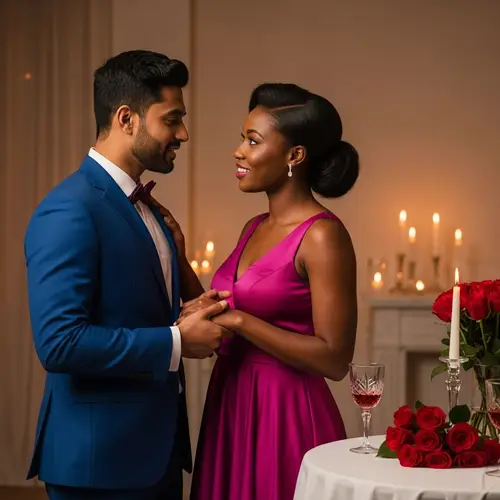 Romantic Scene: South Asian Man & Black Woman in Deep Conversation