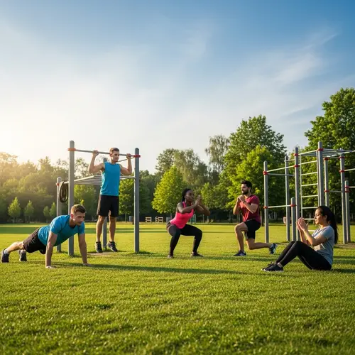 Outdoor Calisthenics Workout in Lush Park Setting