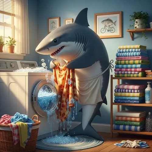 Shark Washing Bed Blankets: Surprising Scene Revealed