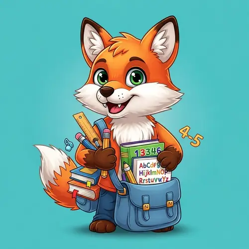 Motivating Educational Fox Mascot for Kids