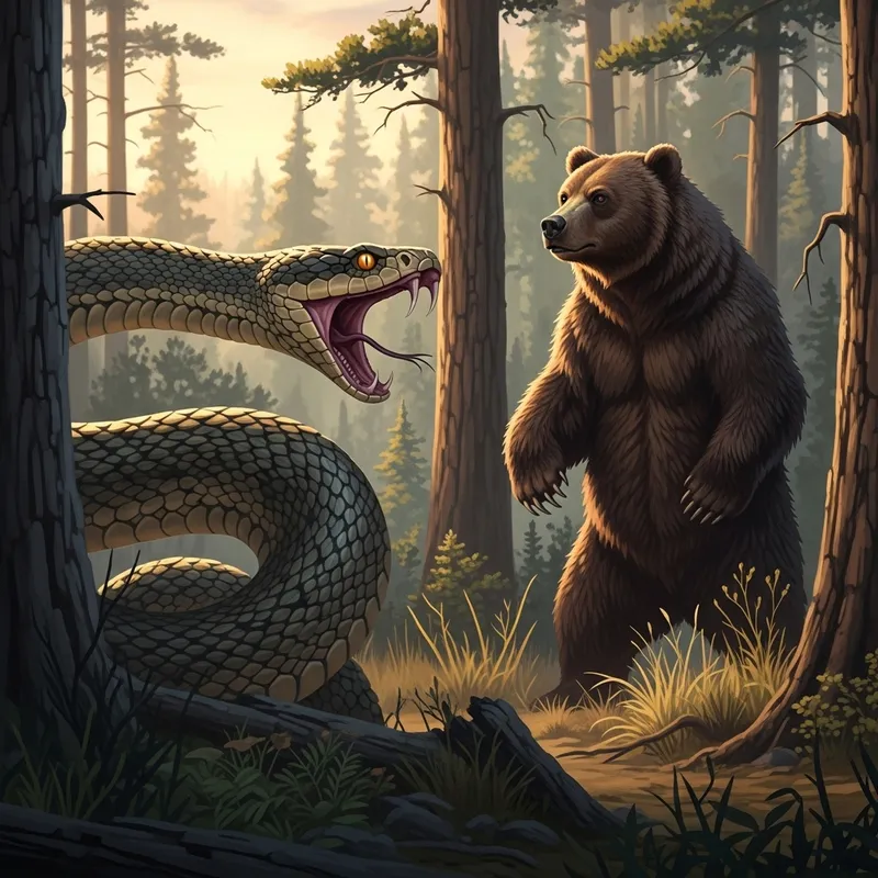 Snake vs Bear: Intense Encounter in the Wild