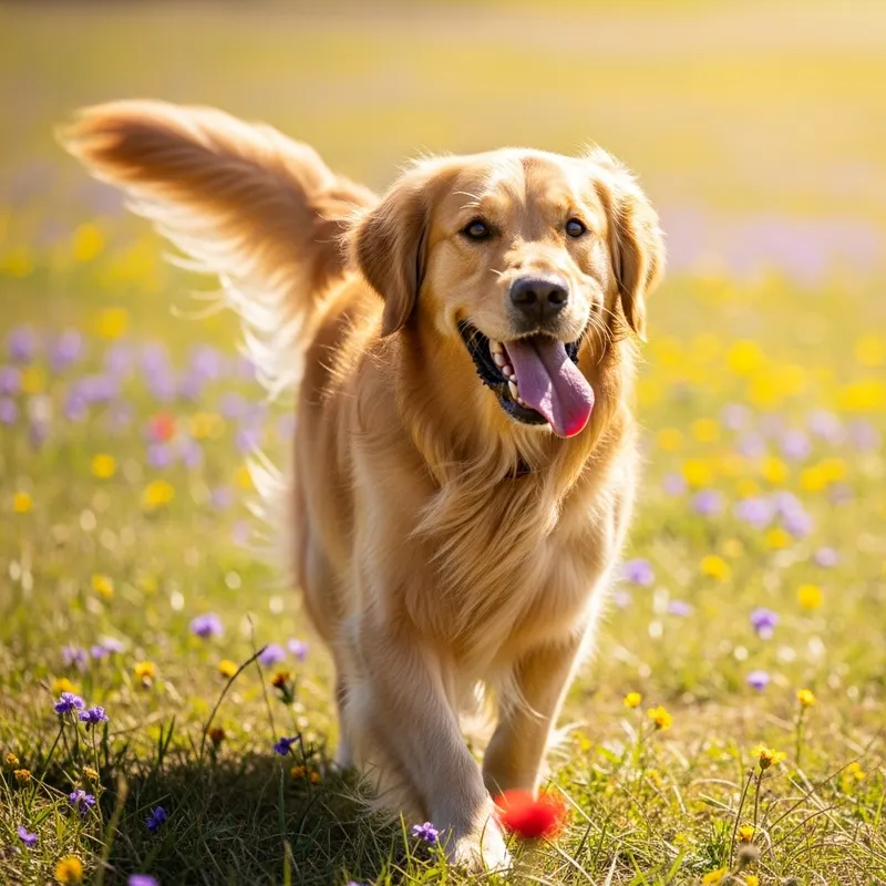 Happy Dog Running in Field | Enthusiastic Canine Play