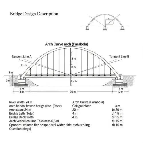 Detailed Arch Bridge Design with Geometric Measurements