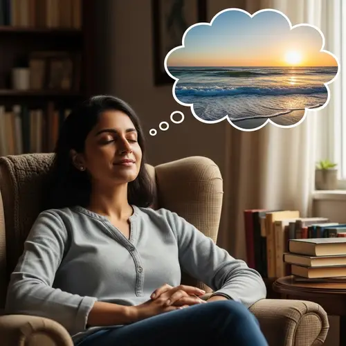 Dreaming South Asian Woman at Cozy Home | Ocean Beach