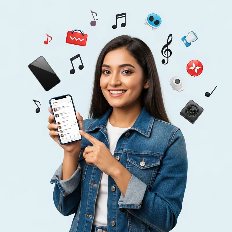 Stylish Young Woman Embracing Digital Lifestyle with Social Media Engagement