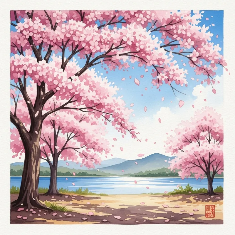 Cherry Blossoms in Watercolor: A Dreamy View