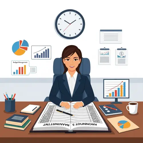 Efficient Budget Management & Accounting Excellence | Professional South Asian Woman at Desk