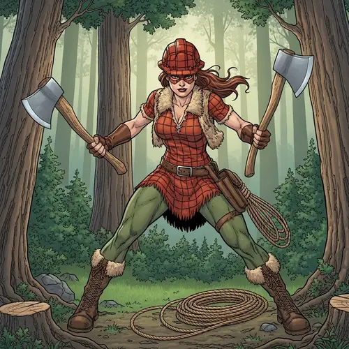 Female Lumberjack Superhero: Defender of Nature with Axe Powers
