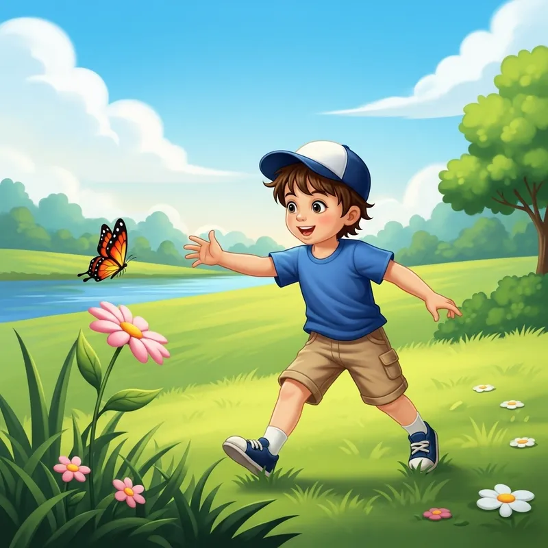 My Son Having Fun in Vibrant Green Space My Son Having Fun in Vibrant Green Space