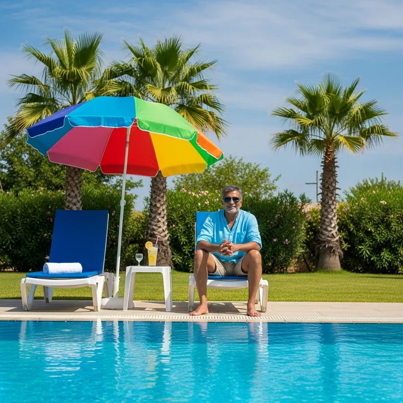 Tranquil Poolside Moment | Peaceful Relaxation Next to Blue Pool Tranquil Poolside Moment | Peaceful Relaxation Next to Blue Pool