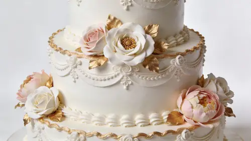 Elegant Wedding Cake with Gold Accents