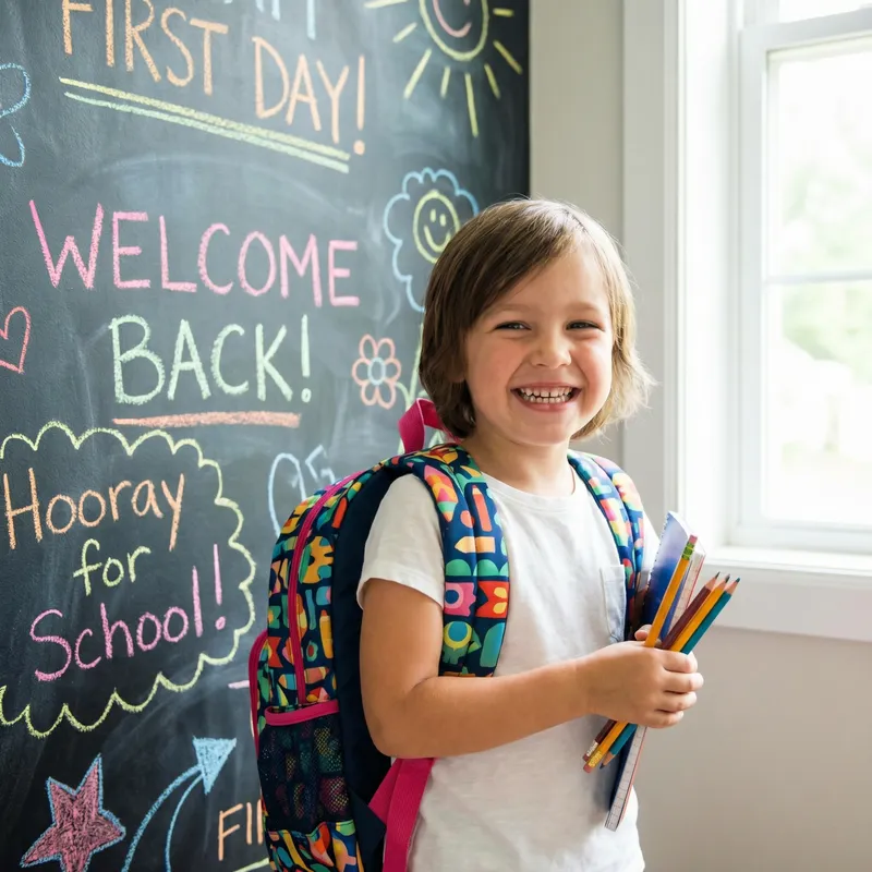 Cheerful Back to School Portrait for Kids