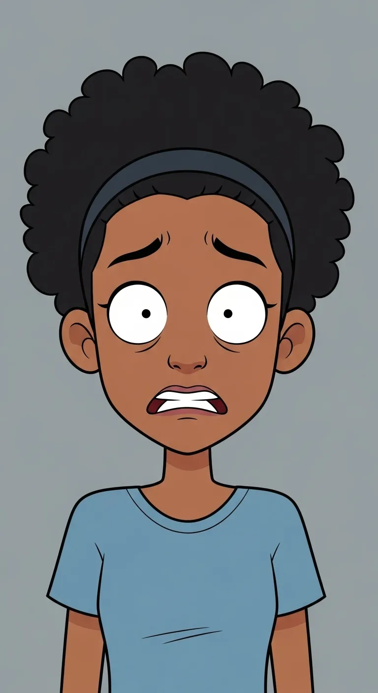 Scared African American Teen Cartoon Art Scared African American Teen Cartoon Art