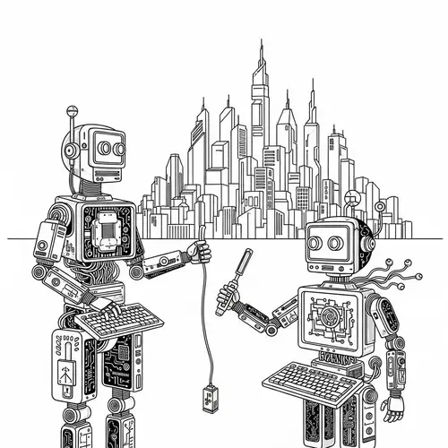 Futuristic Black and White Technology Artwork