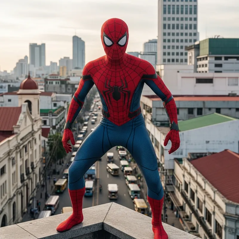 Spiderman Protecting Philippines Skyline Spiderman Protecting Philippines Skyline