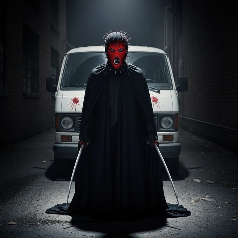 Sinister Elegance: Vampire Encounter in Moonlit Alley