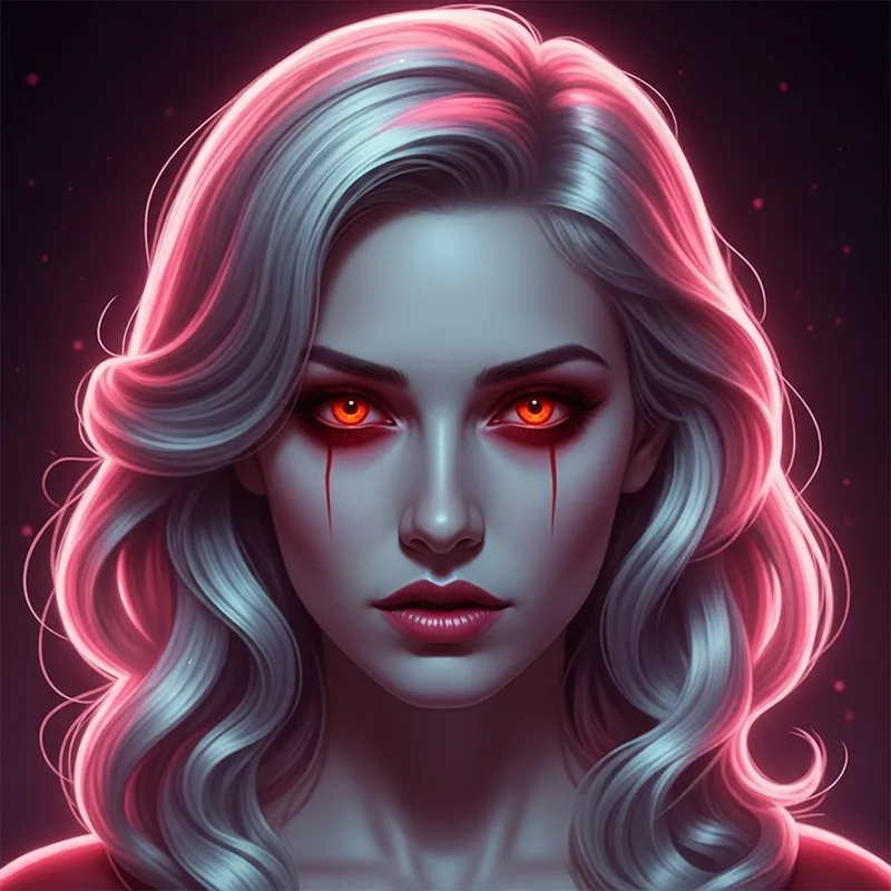 Woman with Hauntingly Fiery Eyes and Fairy Hair Woman with Hauntingly Fiery Eyes and Fairy Hair