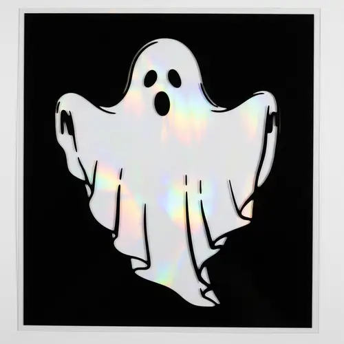 Black and White Ghost Stencil with Holographic Interior