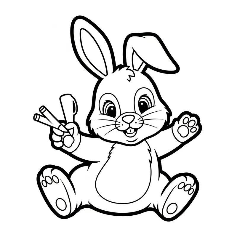 Adorable Rabbit Coloring Picture for 6-Year-Olds | Free Printable