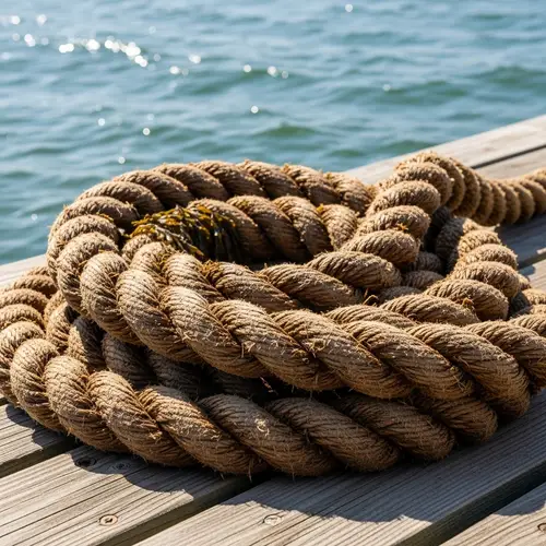 Durable Mooring Rope on Sunlit Pier | Maritime Scene