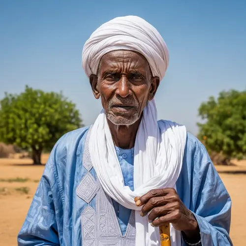Elderly Sudanese Man in Traditional Attire