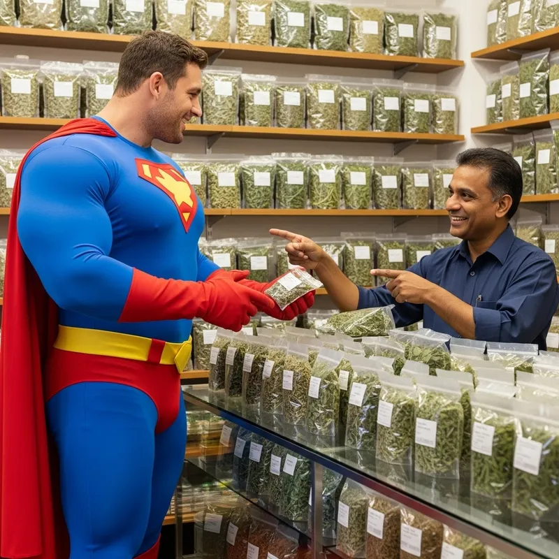Super Man Shopping for Legal Herbs & Learning About Culinary Plants