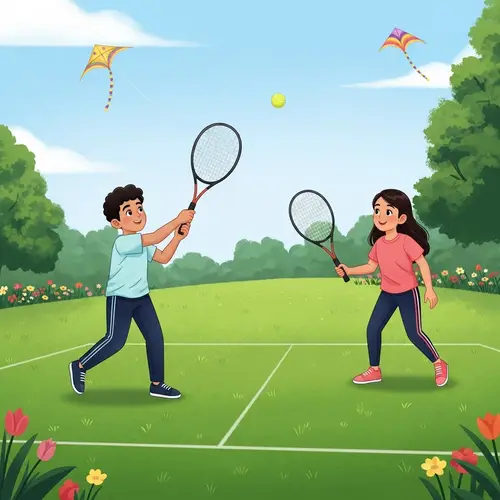 Kids Enjoying Tennis at Qingming Festival